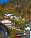 Buildings in Hallstatt up the Mountain in the Autumn