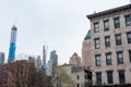 Buildings in Hell`s Kitchen of New York City with a view of Midtown Manhattan Royalty Free Stock Photo