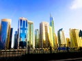 Buildings high skyscrapers Dubai street