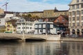 Buildings of the historic part of the city of Zurich along the Limmat river Royalty Free Stock Photo