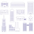 Buildings and houses outline simple symbols