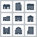 Buildings and Houses Vector Icons in Glyph Style