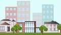 Buildings houses village architecture. Modern flat style vector illustrations