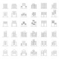 Buildings icon set. Architecture line icons set on white background