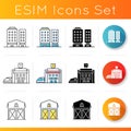 Buildings icons set Royalty Free Stock Photo