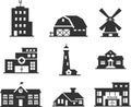 Buildings icons set Royalty Free Stock Photo