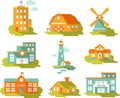 Buildings icons set Royalty Free Stock Photo