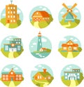 Buildings icons set