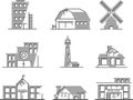 Buildings icons set Royalty Free Stock Photo