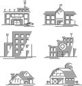 Buildings icons set Royalty Free Stock Photo