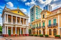 Buildings with interesting architecture, colonial or classical style Royalty Free Stock Photo