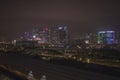 Buildings lights in the dark, city of Hong Kong China