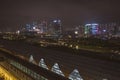 Buildings lights in the dark, city of Hong Kong China