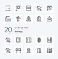 20 Buildings Line icon Pack. like office space. buildings. home. rug. ornament