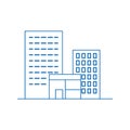 Buildings line icons. City icon on white background. Small apartment city complex
