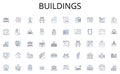 Buildings line icons collection. Innovation, Creativity, Brainstorming, Ideation, Collaboration, Imagination, Ingenuity
