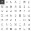 Buildings line icons set