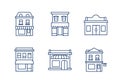 Buildings linear icons.Editable stroke.