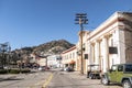 Buildings lining Main Street on a clear day at the edge of Bisbee, Arizona Royalty Free Stock Photo