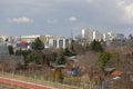 Buildings located behind allotment gardens