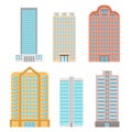 Buildings and modern city houses flat vector icons, stock vector