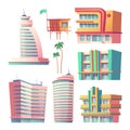 Buildings, modern hotels in Miami at summer time Royalty Free Stock Photo