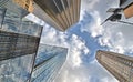 Buildings, modern and old architecture buildings and skyscrapers and blue cloudy sky in manhattan in new york Royalty Free Stock Photo