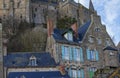 Buildings at the  Mont Saint Michel Normandy France.Church. Royalty Free Stock Photo