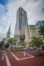 Buildings on Monument Circle in downtown Indianapolis, Indiana Royalty Free Stock Photo