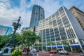 Buildings on Monument Circle in downtown Indianapolis, Indiana Royalty Free Stock Photo