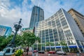 Buildings on Monument Circle in downtown Indianapolis, Indiana Royalty Free Stock Photo