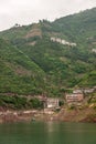 Buildings on mountain slopes along Yangtze River Xiling. Shengli Street, China