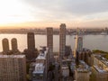 Buildings and New York moody sunset