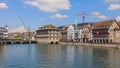 Buildings of the old town of the city of Zurich along the Limmat river Royalty Free Stock Photo