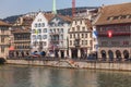 Buildings of the old town of the city of Zurich along the Limmat river Royalty Free Stock Photo