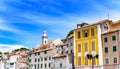Buildings of the old town in Sibenik, Croatia, on sunny summer day. Royalty Free Stock Photo