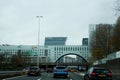 Buildings over the highway named Utrechtsebaan in The Hague on highway A12.