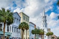 Buildings and palm trees along Broad Street, in Charleston, South Carolina