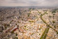 Buildings of Paris and Eiffel Tower aerial view Royalty Free Stock Photo