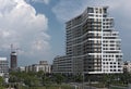 Buildings and park in the new district of Frankfurt am Main, Europaviertel, germany