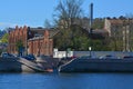 Buildings of Petrograd waterworks on Petrogradskaya embankment in St. Petersburg, Russia Royalty Free Stock Photo