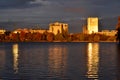 Buildings reflection in water. Bucharest, Romania. Royalty Free Stock Photo