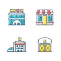 Buildings RGB color icons set Royalty Free Stock Photo