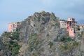 Buildings on rock in Manarola city