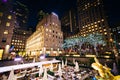 Buildings at Rockefeller Center at night, in Midtown Manhattan,