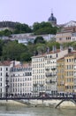 Buildings on the SaÃÂ´ne from Pont La Feuillee Royalty Free Stock Photo