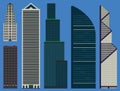 Buildings set with business skyscrapers