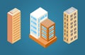Buildings Set with Roofs, Vector Illustration