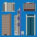 Buildings set with skyscrapers and hotels