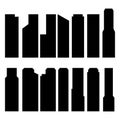 buildings silhouette icon set vector with black color and white background Royalty Free Stock Photo